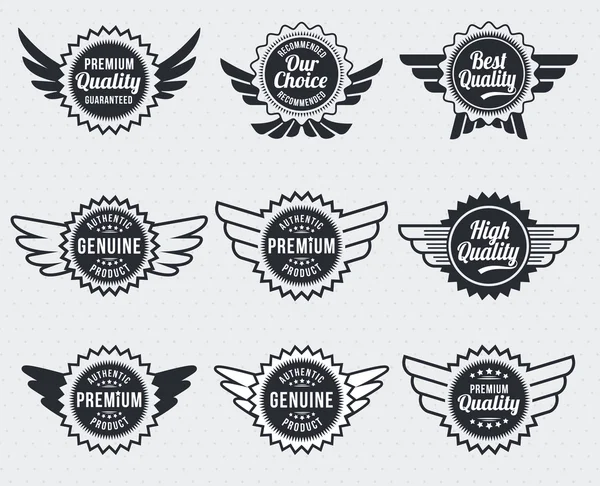 Quality premium label badges - retro vintage style — Stock Vector