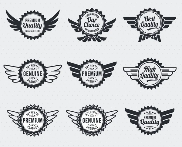 Quality premium label badges - retro vintage style — Stock Vector