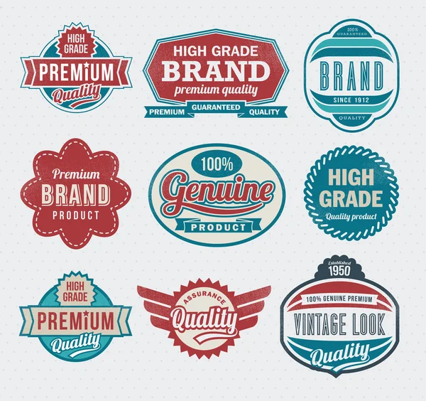 Ensemble d'étiquettes et de badges de garantie de qualité premium — Image vectorielle