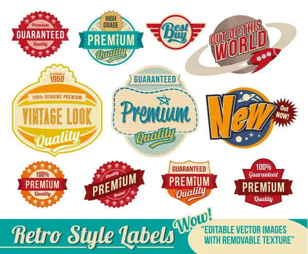 Vintage retro etiketten en labels — Stockvector