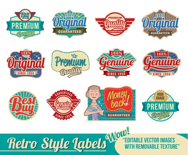 Etiquetas retro vintage y emblemas de insignia — Vector de stock