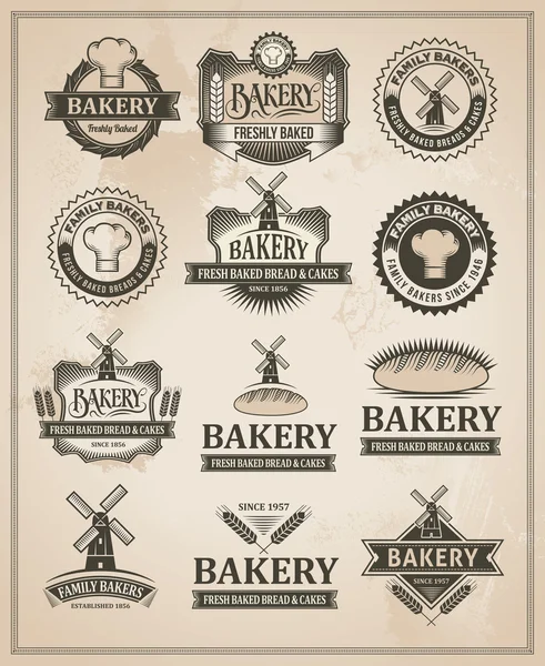 Set de etiquetas de panadería retro vintage — Vector de stock