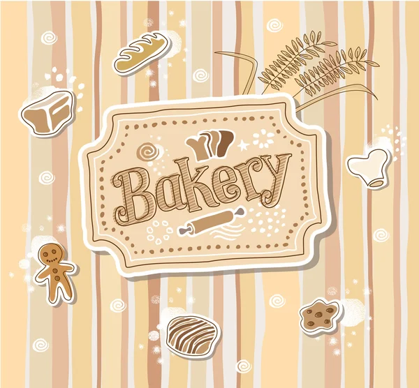 Bäckereietikett Doodle Vektor Design - handgezeichnet — Stockvektor