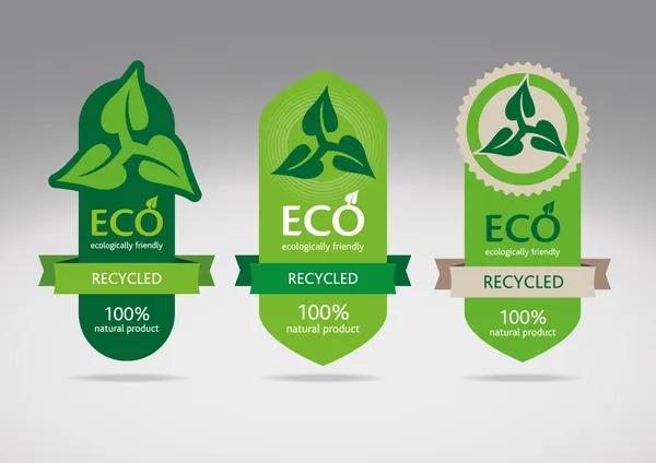 Etiquetas de reciclagem ecológica - ícones de vetor de logotipo Ilustração De Bancos De Imagens