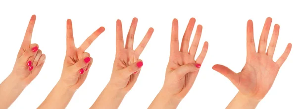 Vrouw tellen met vingers — Stockfoto