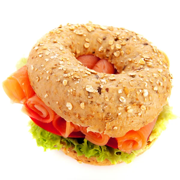 Bagel with salmon — Stock Photo, Image