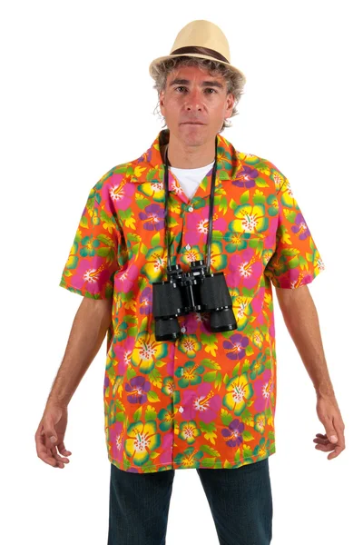 Tourist with binocular — Stock Photo, Image