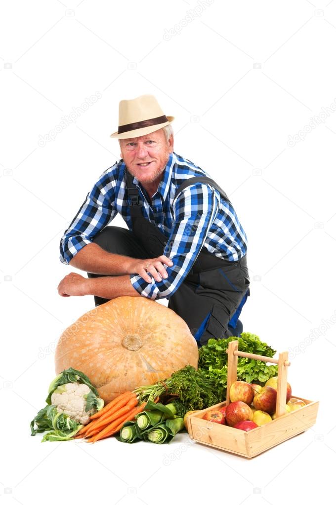 Gardener with harvest