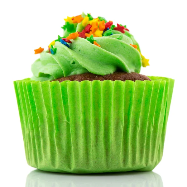Groene partij cupcake — Stockfoto