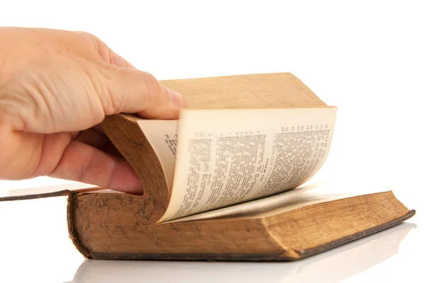 Reading a Dutch bible — Stock Photo, Image