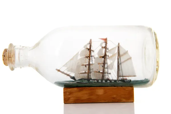 Old boat in bottle — Stock Photo, Image