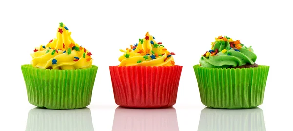 Cupcakes in green and red — Stock Photo, Image