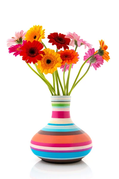 Colorful bouquet Gerber flowers in vase — Stock Photo, Image