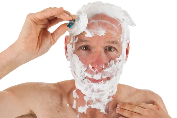 Лисий чоловік гоління — стокове фото