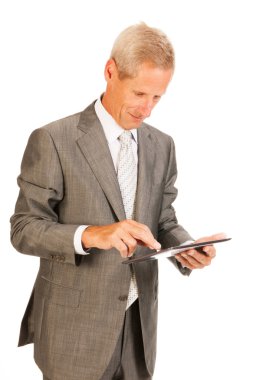tablet ile üst düzey iş adamı