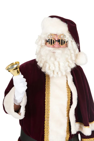 Babbo Natale con occhiali dollaro — Foto Stock