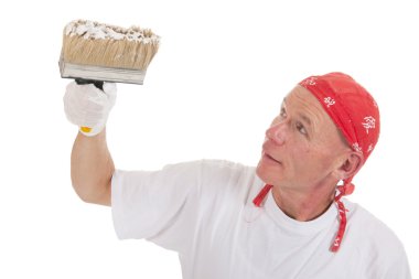 tavan için büyük bir fırça ile ressam