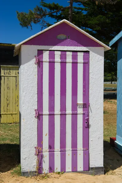 Cabanas de praia na ilha Oleron, na França — Fotografia de Stock