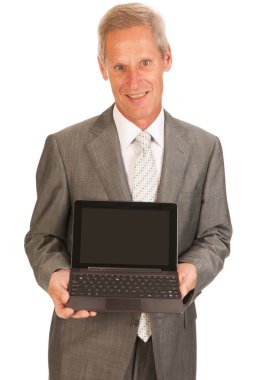 tablet ile üst düzey iş adamı