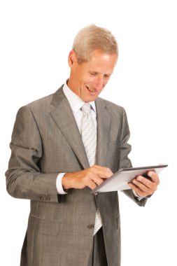 tablet ile üst düzey iş adamı