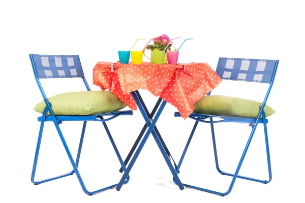 Blue furniture with party drinks — Stock Photo, Image