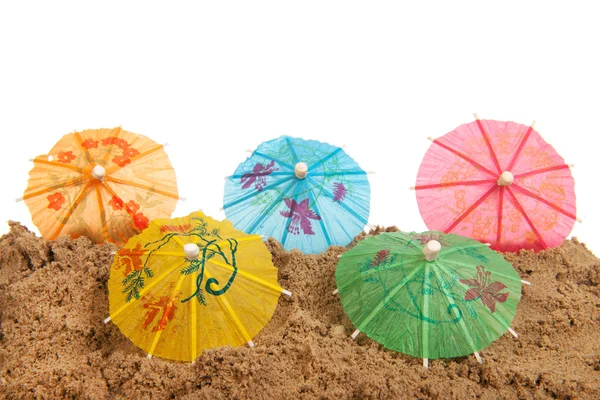 Colorful parasols at the beach — Stock Photo, Image