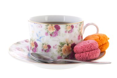 fincan çay macaroons ile