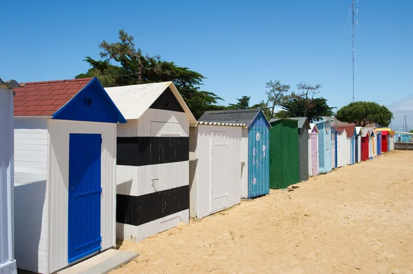 Cabanas de praia na ilha Oleron, na França — Fotografia de Stock