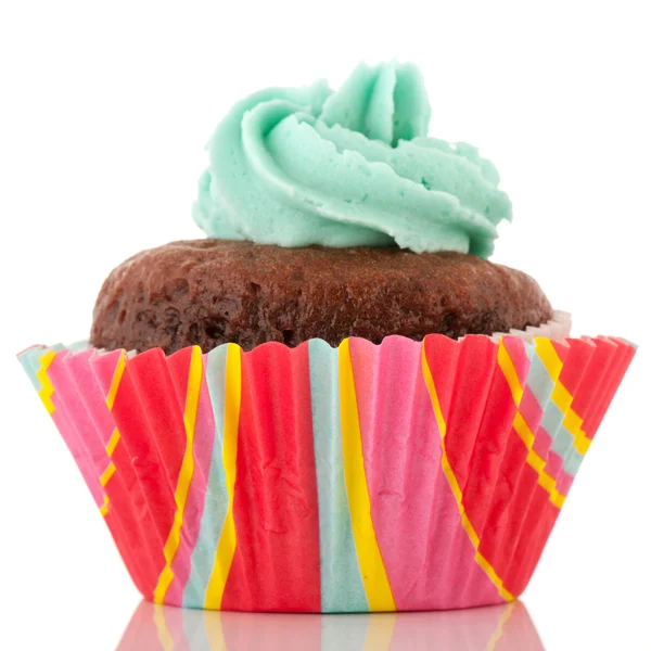 Chocolate cupcake with flower — Stock Photo, Image