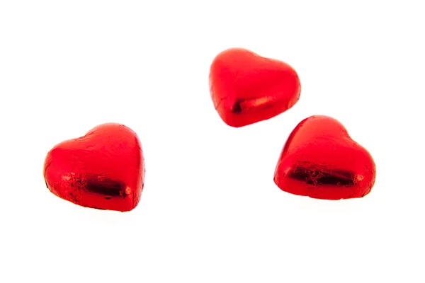 Red chocolate hearts — Stock Photo, Image