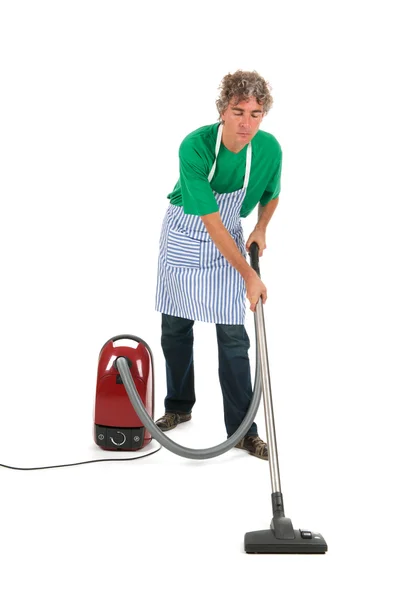 Man with vacuum cleaner — Stock Photo, Image