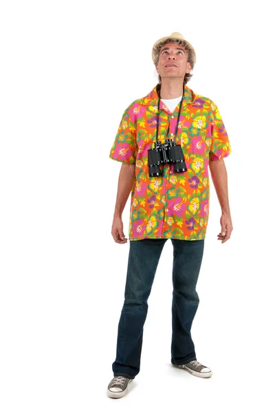 Tourist with binocular — Stock Photo, Image
