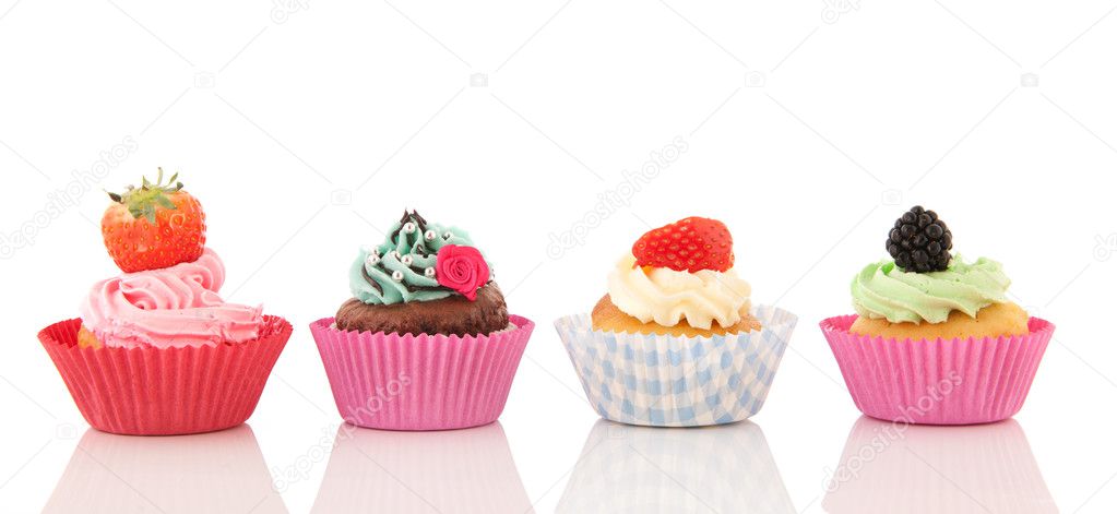 Strawberry cupcakes with fresh fruit