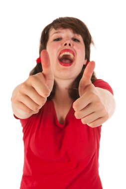 başparmak yukarıya ile kız