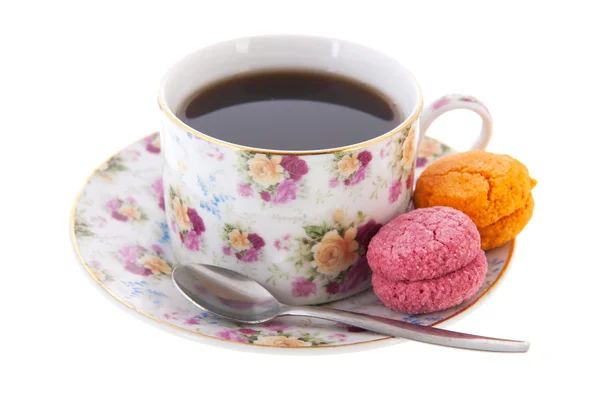 Cup tea with macaroons — Stock Photo, Image