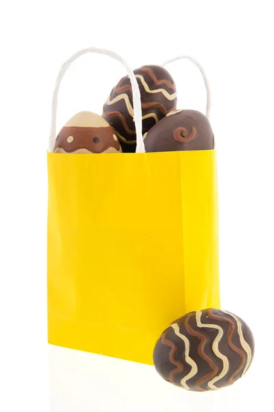 Shopping bag chocolate eggs — Stock Photo, Image