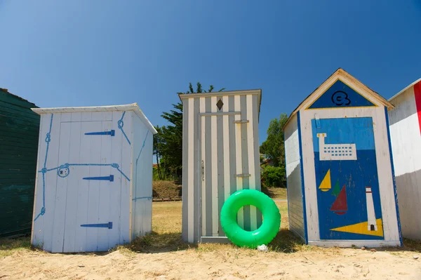 Stranden hyddor på island oleron i Frankrike — Stockfoto