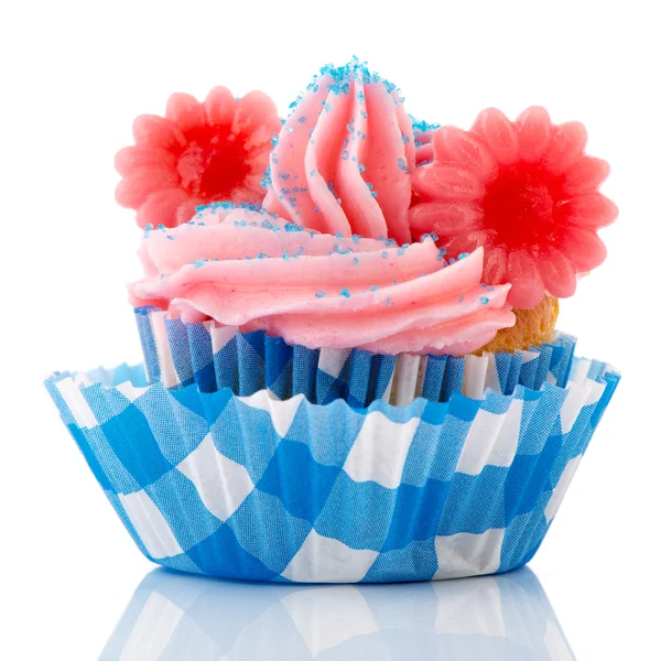 Blå och rosa cupcake — Stockfoto