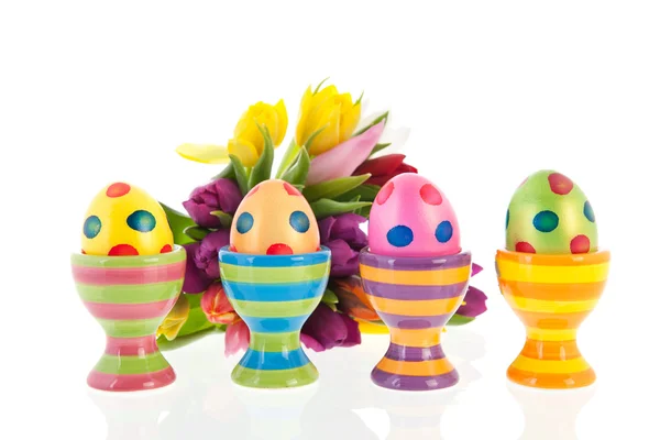 Huevos de Pascua pintados con flores — Foto de Stock