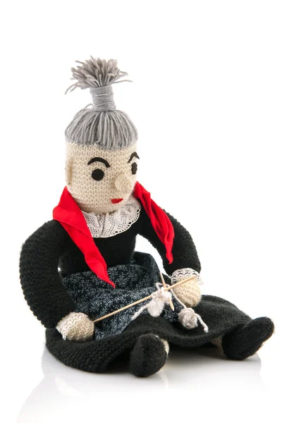 Hand knitted grandma knitting — Zdjęcie stockowe