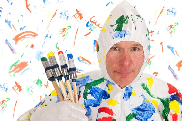 Colorful painting with safety mask — Stock Photo, Image