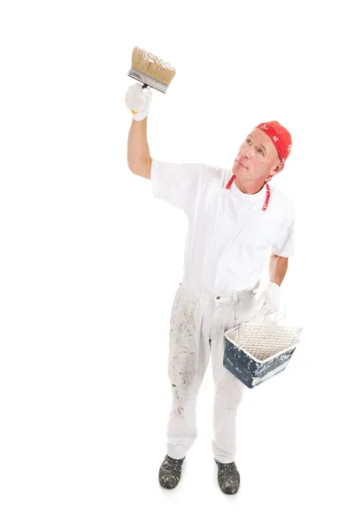 Painter with big brush for ceiling — Stock Photo, Image