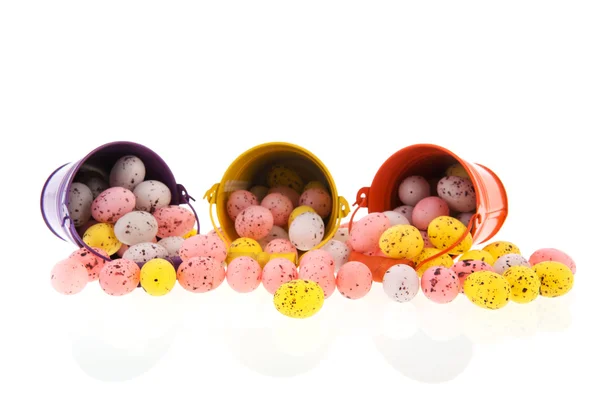 Buckets with easter eggs — Stock Photo, Image