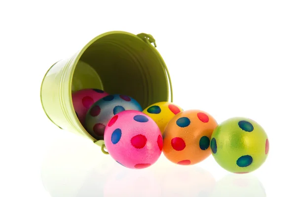 Bucket with easter eggs — Stock Photo, Image