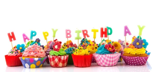 생일 축하 해 컵케이크 — 스톡 사진