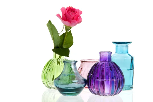 玻璃花瓶与玫瑰 — 图库照片