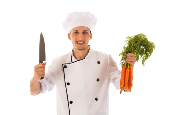Cook with fresh carrots — Stock Photo, Image
