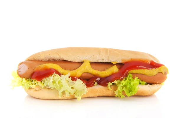 Hotdog met broodje — Stockfoto