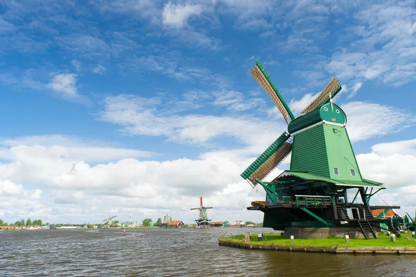 Windmills at Dutch Zaanse Schans — Stock Photo, Image