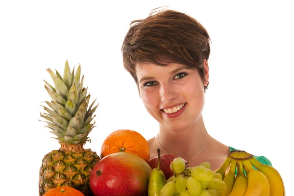 Mujer bonita con fruta fresca —  Fotos de Stock